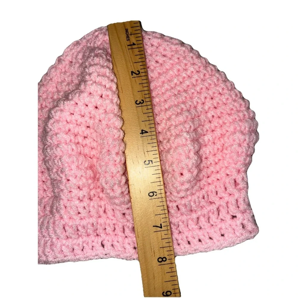 Beanie Hat Women's Pink Crochet Handmade Baret One Size‎ NEW